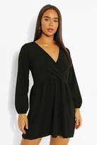 Thumbnail for your product : boohoo Wrap Front Smock Dress