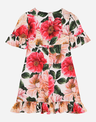 Dolce & Gabbana Camellia-print cady midi dress