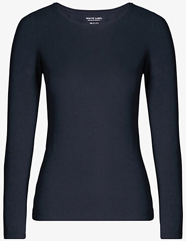 The White Company Womens Navy Essential Long Sleeve Stretch-Cotton Top 10