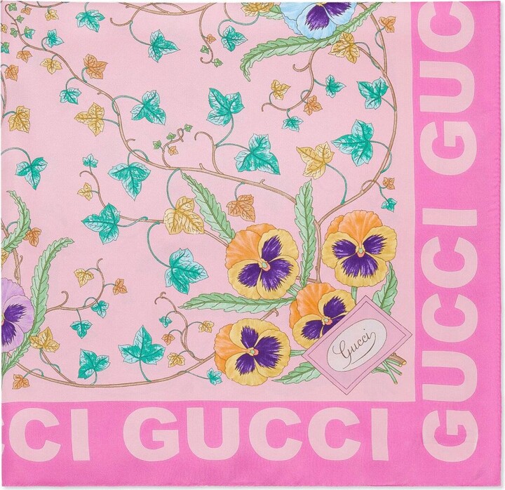 Gucci Floral-Print Silk Scarf ShopStyle Scarves Wraps