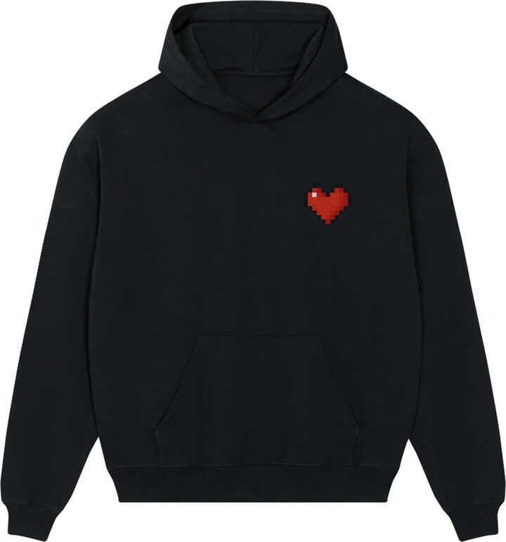 Mysimplicated Black / Red Cotton Hoodie In Black With Heart Design