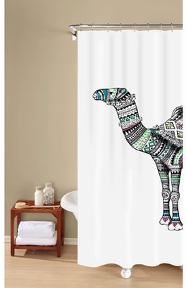 Inspired Surroundings Fabric Shower Curtain, Metallic Camel Print