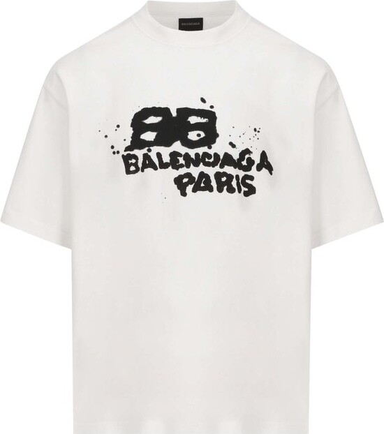 Balenciaga BB Logo Printed Crewneck T-Shirt - ShopStyle