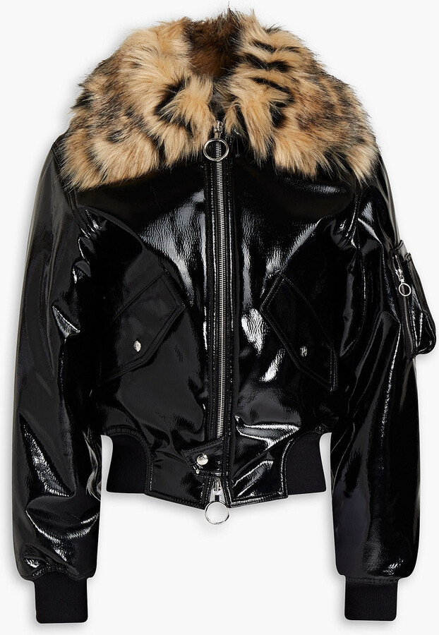 Paco Rabanne Faux furtrimmed vinyl bomber jacket ShopStyle