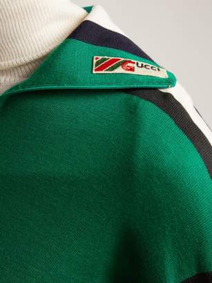 Gucci Logo Applique Long Sleeved Half Zip Top - Womens - Green White