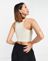Thumbnail for your product : Weekday Bay crochet beach tank top in cream solid co-ord