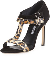 Thumbnail for your product : Manolo Blahnik Amazca T-Strap Suede & Snake Sandal
