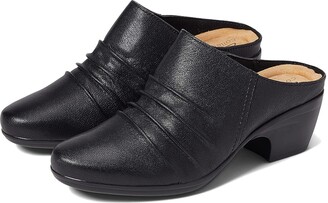 Clarks Emily Charm (Black Leather) Women's Clog/Mule Shoes
