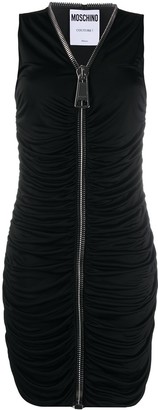 Moschino Ruched Zip Front Mini Dress