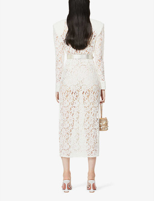 Alessandra Rich V-neck long-sleeved floral lace dress