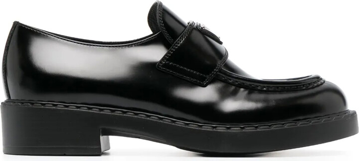 Prada Chocolate logo plaque 40mm loafers