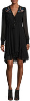 Thumbnail for your product : Nanette Lepore Long-Sleeve Embroidered Silk Dress, Black