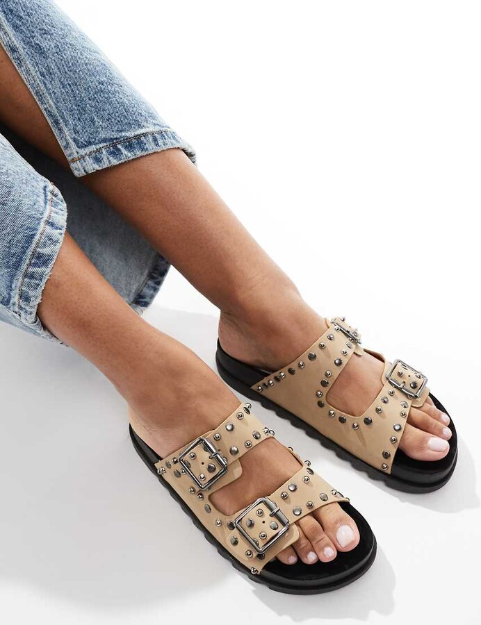Studded Asos Design Favoured Leather Flat Sandals ASOS DESIGN - Main Image