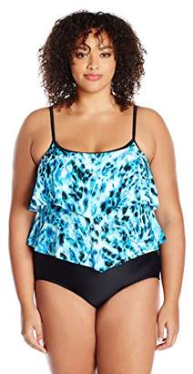 Maxine Of Hollywood Women's Wild Side Double-Tier One Piece Swimsuit