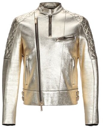 golden colour leather jacket