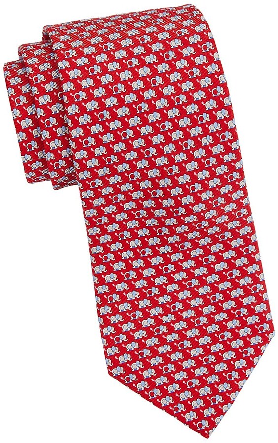 $95 Retail New Lord R Colton Studio Tie Pink Elephant Printed Necktie 