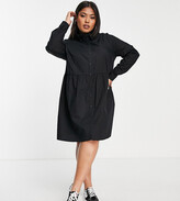 Thumbnail for your product : ASOS Curve ASOS DESIGN Curve cotton mini smock shirt dress in black