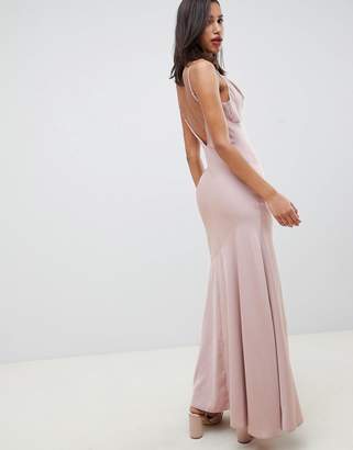 ASOS Design Bias Cut Satin Slip Maxi Dress With Drape Neck