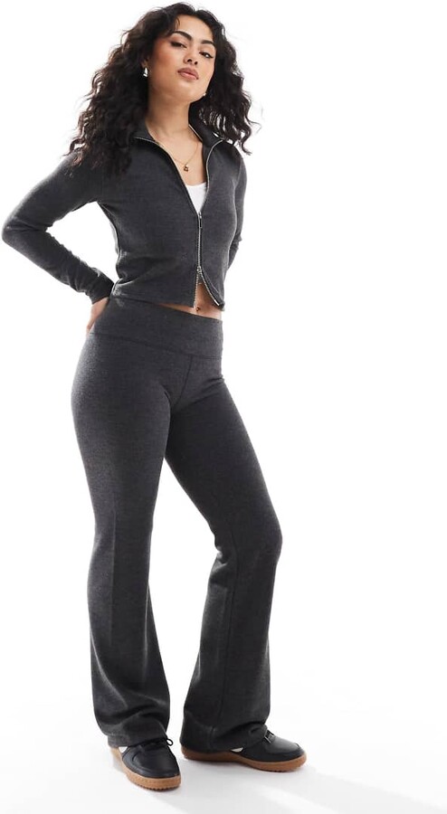 Stradivarius jersey flares in grey (part of a set) ShopStyle