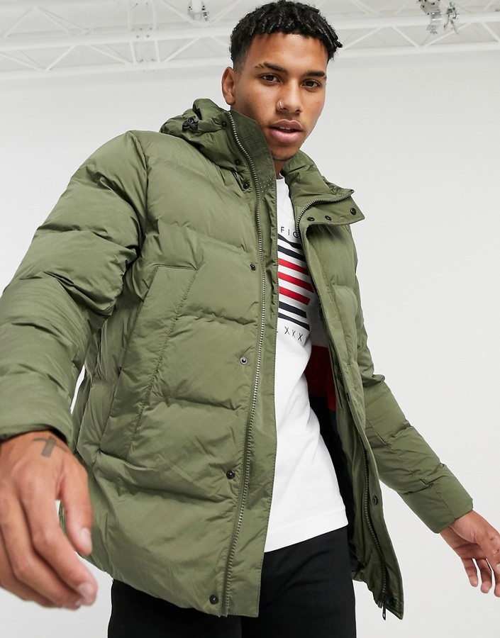 Tommy Hilfiger hooded stretch puffer jacket in khaki green - ShopStyle  Outerwear