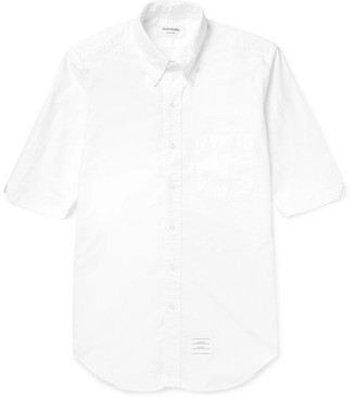 Thom Browne Slim-Fit Button-Down Collar Cotton Oxford Short-Sleeve Shirt