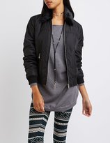 Thumbnail for your product : Charlotte Russe Fur Collar Bomber Jacket