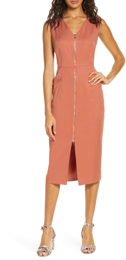 zip front midi dress
