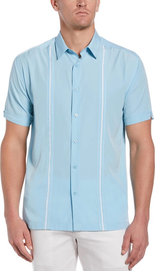 Cubavera Men's Short Sleeve Insert Panels with Pick Stitch Shirt 