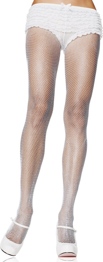 Leg Avenue Women’s Nylon Fishnet Pantyhose, White, One Size