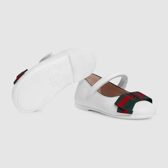 Gucci Toddler leather ballet flat with Web