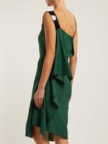 Thumbnail for your product : Roland Mouret Cedrela Silk Blend-jacquard Asymmetric Midi Dress - Green