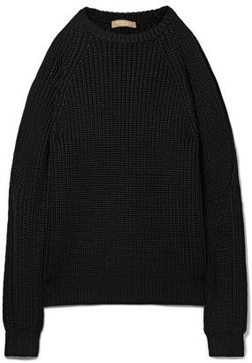 Michael Kors Collection - Cold-shoulder Ribbed-knit Sweater - Black