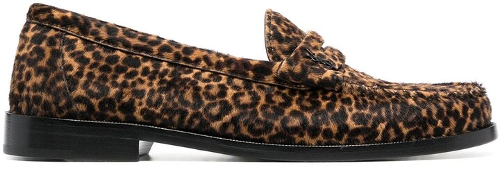 Maat 8M Jaren 1990 Kenneth Cole Calf Hair Leopard Print Heeled Loafers Schoenen damesschoenen Instappers Loafers 