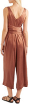 Thumbnail for your product : Hatch Serena Cropped Belted Washed-satin Jumpsuit