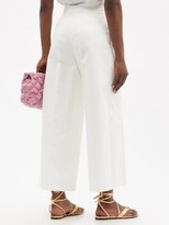 Thumbnail for your product : Valentino V-gold Cotton-blend Wide-leg Trousers - White