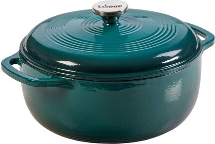 Bruntmor 121oz Qt - Enameled Cast Iron Dutch Oven With Handles and Lid |  Cast Iron Skillet with Non-Stick Coating, Marine Blue