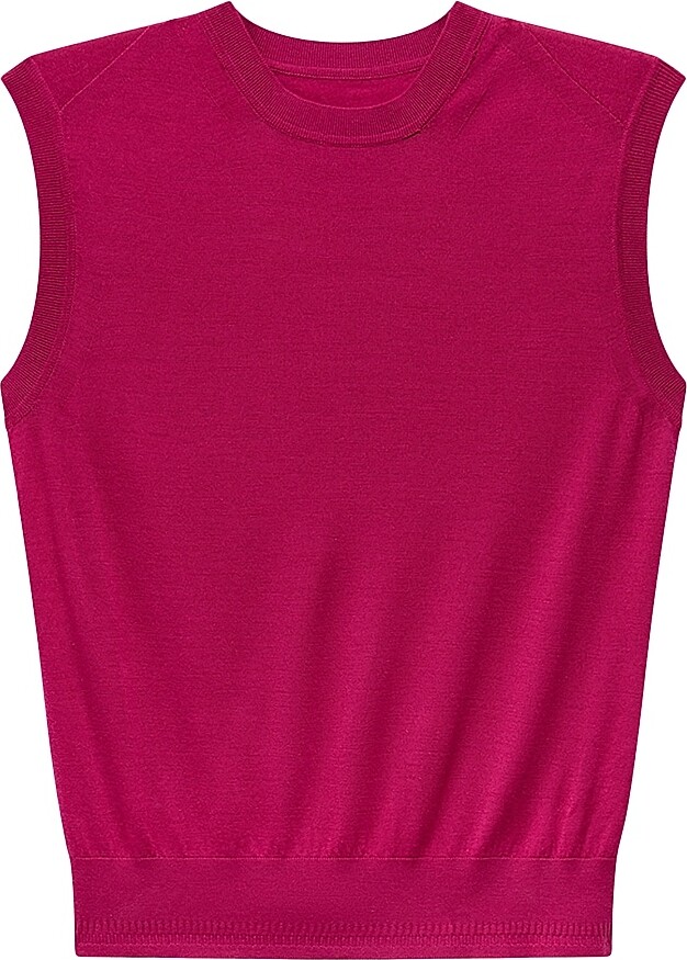 ANOTHER TOMORROW Women's Featherweight Shell Sweater - Magenta - Size XS