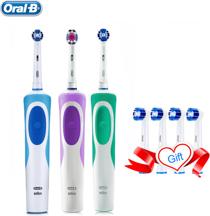 Oral B Vitality Electric Toothbrush Precision Clean 2 Mins Timer Rechargeable Teeth Brush with 4 Gift Replace Brush Head Oralb