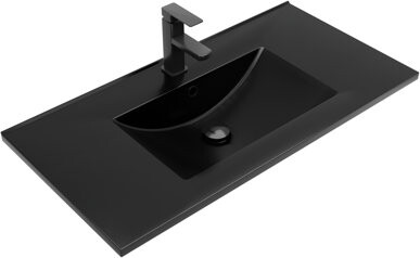 ECLIFE 36" Black Integrated Resin Single Bathroom Vanity Sink Top with Zinc Alloy Faucet and Solid Brass Pop Up Drain