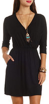 Thumbnail for your product : Charlotte Russe Dolman Sleeve Knit Surplice Dress