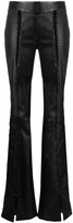 Lattice-Front Flared Leather Trousers 