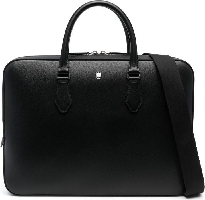 Montblanc Logo-Plaque Leather Laptop Bag ShopStyle