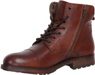 Mens Brown Leather Cap Toe Boots 