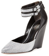 Thumbnail for your product : Pour La Victoire Lidia Lizard-Embossed Wedge, White/Black