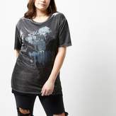 Thumbnail for your product : River Island Womens Plus silver metallic overlay band T-shirt