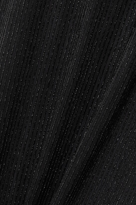 Marika Vera Metallic Striped Crepe Halterneck Wrap Maxi Dress - Black