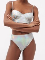 Thumbnail for your product : Norma Kamali High-rise Iridescent Bikini Briefs - Silver