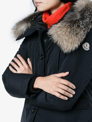 Moncler fox fur trimmed short fitted parka jacket