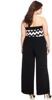 Thumbnail for your product : Love Squared Plus Size Strapless Chevron-Print Jumpsuit
