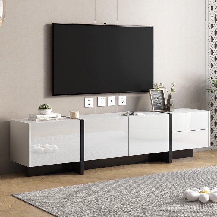 IGEMAN Contemporary Design TV Stand, Unique Style TV Console Table for